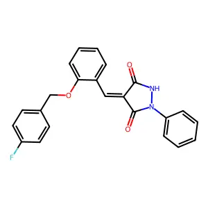 (4E)-4-{2-[(4-fluorobenzyl)oxy]benzylidene}-1-phenylpyrazolidine-3,5-dione structure
