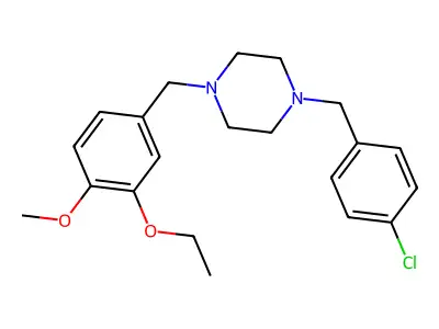 1-[(4-Chlorophenyl)methyl]-4-[(3-ethoxy-4-methoxyphenyl)methyl]piperazine structure