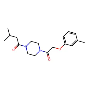 3-Methyl-1-[4-[2-(3-methylphenoxy)acetyl]piperazin-1-yl]butan-1-one structure