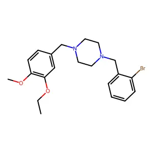 1-[(2-Bromophenyl)methyl]-4-[(3-ethoxy-4-methoxyphenyl)methyl]piperazine structure
