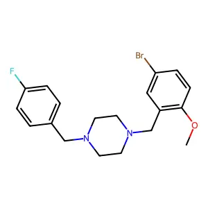 1-[(5-Bromo-2-methoxyphenyl)methyl]-4-[(4-fluorophenyl)methyl]piperazine structure