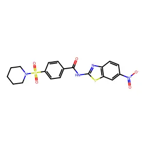 N-(6-nitro-1,3-benzothiazol-2-yl)-4-piperidin-1-ylsulfonylbenzamide structure