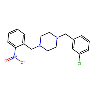 1-[(3-Chlorophenyl)methyl]-4-[(2-nitrophenyl)methyl]piperazine structure