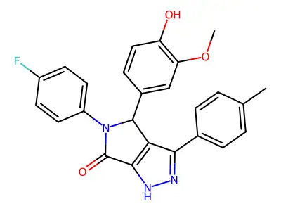 5-(4-fluorophenyl)-4-(4-hydroxy-3-methoxyphenyl)-3-(4-methylphenyl)-1,4-dihydropyrrolo[3,4-c]pyrazol-6-one structure