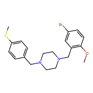 1-[(5-Bromo-2-methoxyphenyl)methyl]-4-[(4-methylsulfanylphenyl)methyl]piperazine structure