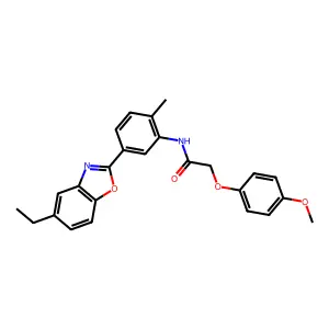 N-[5-(5-ethyl-1,3-benzoxazol-2-yl)-2-methylphenyl]-2-(4-methoxyphenoxy)acetamide structure