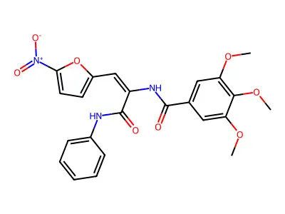 N-[(E)-3-anilino-1-(5-nitrofuran-2-yl)-3-oxoprop-1-en-2-yl]-3,4,5-trimethoxybenzamide structure