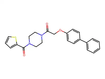 1-[([1,1'-Biphenyl]-4-yloxy)acetyl]-4-(2-thienylcarbonyl)piperazine structure