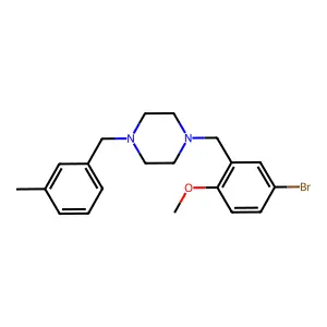 1-[(5-Bromo-2-methoxyphenyl)methyl]-4-[(3-methylphenyl)methyl]piperazine structure