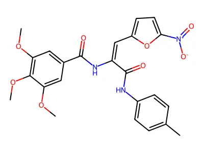 3,4,5-trimethoxy-N-[(E)-3-(4-methylanilino)-1-(5-nitrofuran-2-yl)-3-oxoprop-1-en-2-yl]benzamide structure