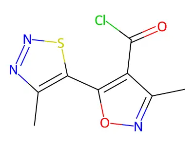 3-Methyl-5-(4-methyl-1,2,3-thiadiazol-5-yl)-4-isoxazolecarbonyl chloride structure