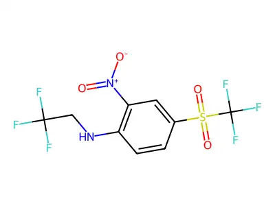 2-nitro-N-(2,2,2-trifluoroethyl)-4-((trifluoromethyl)sulfonyl)aniline structure