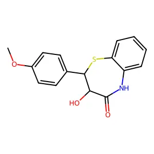 (2R,3R)-3-hydroxy-2-(4-methoxyphenyl)-3,5-dihydro-2H-1,5-benzothiazepin-4-one structure