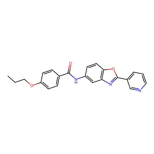4-propoxy-N-[2-(pyridin-3-yl)-1,3-benzoxazol-5-yl]benzamide structure