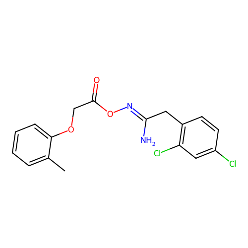 (1Z)-2-(2,4-dichlorophenyl)-N'-{[(2-methylphenoxy)acetyl]oxy}ethanimidamide structure