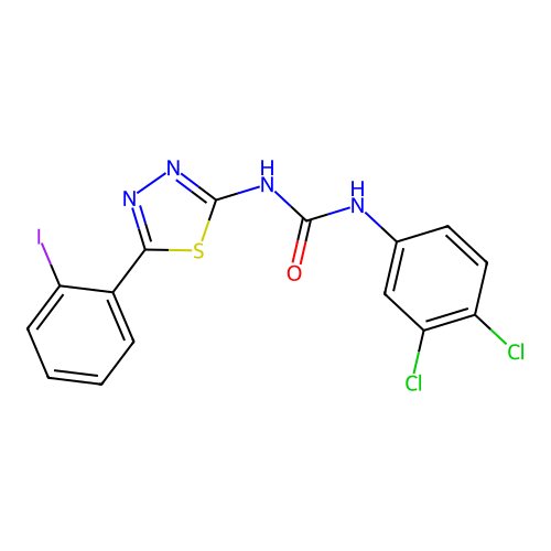 1-(3,4-Dichlorophenyl)-3-(5-(2-iodophenyl)-1,3,4-thiadiazol-2-yl)urea structure