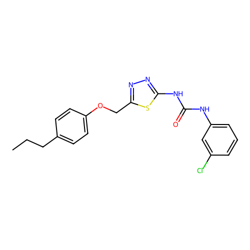 1-(3-Chlorophenyl)-3-(5-((4-propylphenoxy)methyl)-1,3,4-thiadiazol-2-yl)urea structure