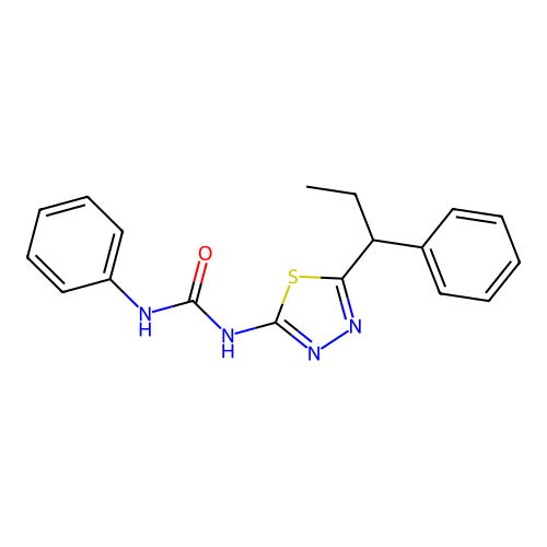 1-Phenyl-3-[5-(1-phenylpropyl)-1,3,4-thiadiazol-2-yl]urea structure