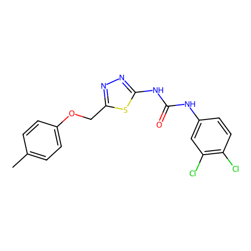 1-(3,4-Dichlorophenyl)-3-{5-[(4-methylphenoxy)methyl]-1,3,4-thiadiazol-2-yl}urea structure