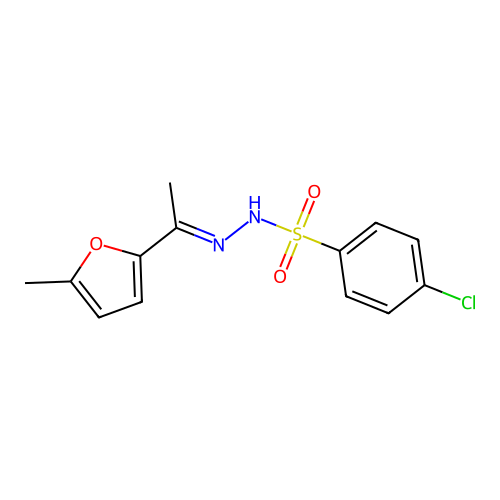 4-Chlorobenzenesulfonic acid 2-[1-(5-methyl-2-furanyl)ethylidene]hydrazide structure