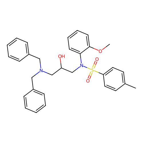 N-[3-(dibenzylamino)-2-hydroxypropyl]-N-(2-methoxyphenyl)-4-methylbenzenesulfonamide structure