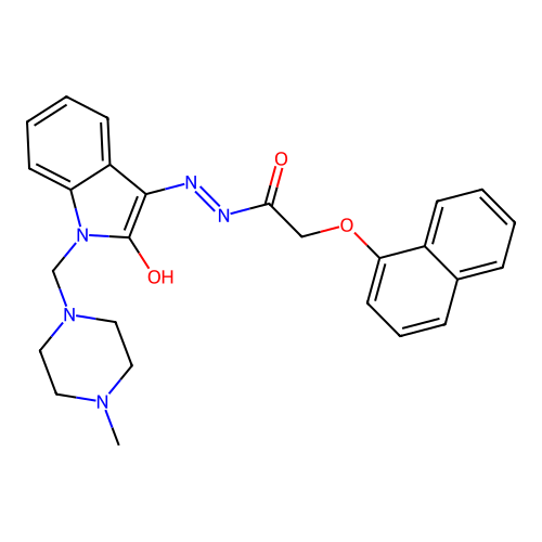 (Z)-N'-(1-((4-methylpiperazin-1-yl)methyl)-2-oxoindolin-3-ylidene)-2-(naphthalen-1-yloxy)acetohydrazide structure