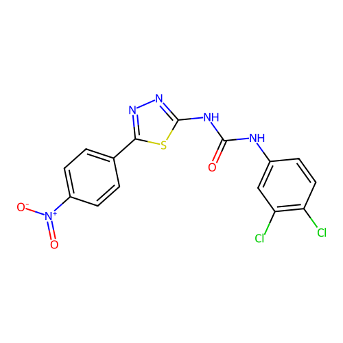 1-(3,4-Dichlorophenyl)-3-(5-(4-nitrophenyl)-1,3,4-thiadiazol-2-yl)urea structure