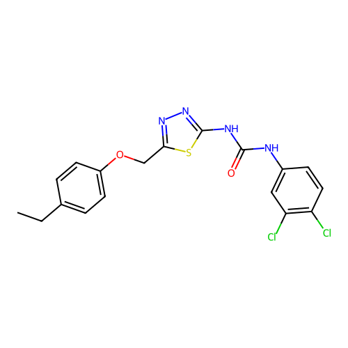 1-(3,4-Dichlorophenyl)-3-(5-((4-ethylphenoxy)methyl)-1,3,4-thiadiazol-2-yl)urea structure