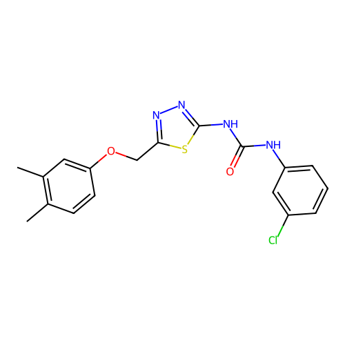 1-(3-Chlorophenyl)-3-{5-[(3,4-dimethylphenoxy)methyl]-1,3,4-thiadiazol-2-yl}urea structure