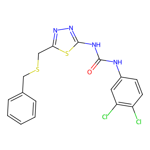 1-[5-(Benzylsulfanylmethyl)-1,3,4-thiadiazol-2-yl]-3-(3,4-dichlorophenyl)urea structure