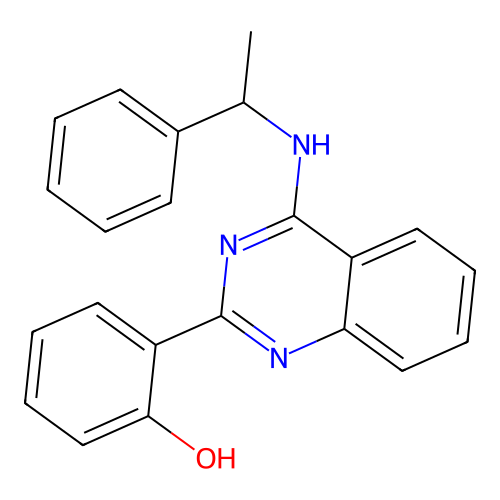 6-[4-(1-phenylethylamino)-1H-quinazolin-2-ylidene]-1-cyclohexa-2,4-dienone structure