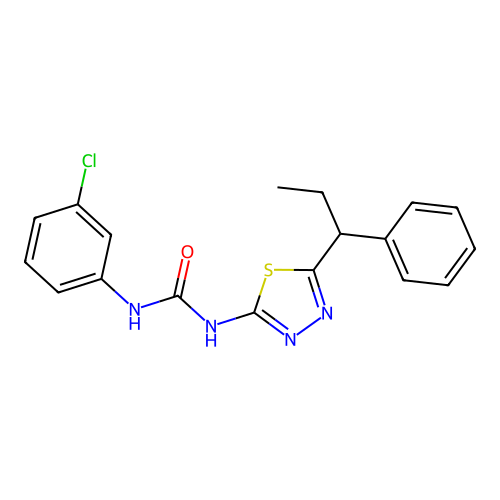 1-(3-Chlorophenyl)-3-(5-(1-phenylpropyl)-1,3,4-thiadiazol-2-yl)urea structure