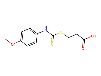 3-[(4-Methoxyphenyl)carbamothioylsulfanyl]propanoic acid structure