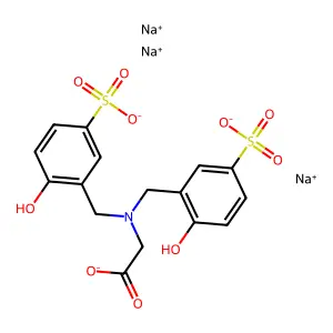 glycine, n,n-bis(2-hydroxy-5-sulfophenyl)methyl-, trisodium salt structure