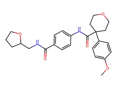 4-(4-methoxyphenyl)-N-[4-(oxolan-2-ylmethylcarbamoyl)phenyl]oxane-4-carboxamide structure