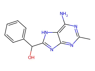 (6-amino-2-methyl-7H-purin-8-yl)-phenylmethanol structure