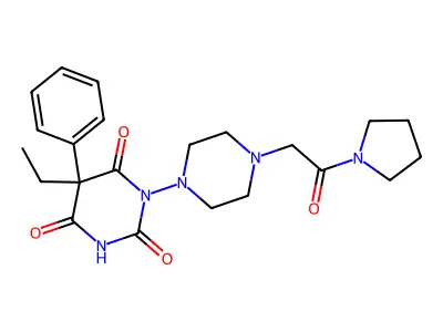 Barbituric acid, 5-ethyl-5-phenyl-1-(4-((1-pyrroldinylcarbonyl)methyl)-1-piperzinyl)- structure