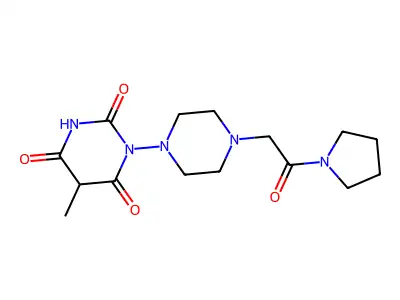 1-((4-(Tetrahydro-5-methyl-2,4,6-trioxo-1(2H)-pyrimidinyl)-1-piperazinyl)acetyl)pyrrolidine structure