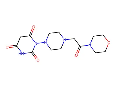 Morpholine, 4-((4-(tetrahydro-2,4,6-trioxo-1(2H)-pyrimidinyl)-1-piperazinyl)acetyl)- structure