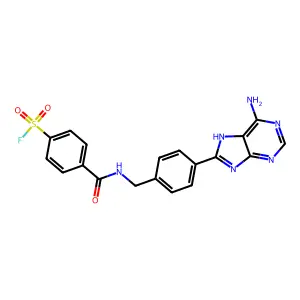 4-[[4-(6-amino-7H-purin-8-yl)phenyl]methylcarbamoyl]benzenesulfonyl fluoride structure