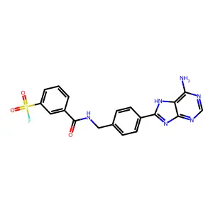 3-[[4-(6-amino-7H-purin-8-yl)phenyl]methylcarbamoyl]benzenesulfonyl fluoride structure