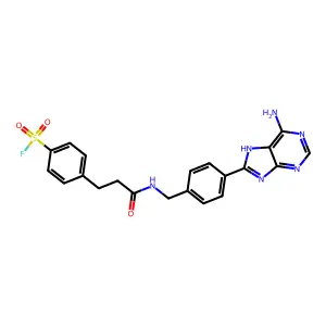 4-[3-[[4-(6-amino-7H-purin-8-yl)phenyl]methylamino]-3-oxopropyl]benzenesulfonyl fluoride structure