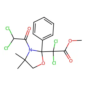 methyl 2,2-dichloro-2-[3-(2,2-dichloroacetyl)-4,4-dimethyl-2-phenyl-1,3-oxazolidin-2-yl]acetate structure