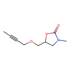 5-(But-2-ynoxymethyl)-3-methyl-1,3-oxazolidin-2-one structure