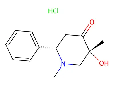 4-Piperidone, 1-equatorial,3-axial-dimethyl-3-equatorial-hydroxy-6-equatorial-phenyl-, hydrochloride structure