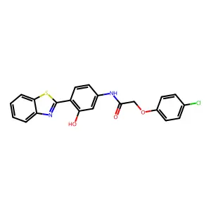 N-[4-(1,3-benzothiazol-2-yl)-3-hydroxyphenyl]-2-(4-chlorophenoxy)acetamide structure