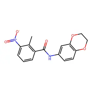 N-(2,3-dihydro-1,4-benzodioxin-6-yl)-2-methyl-3-nitrobenzamide structure