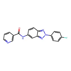 N-[2-(4-fluorophenyl)benzotriazol-5-yl]pyridine-3-carboxamide structure