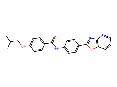 4-(2-methylpropoxy)-N-[4-([1,3]oxazolo[4,5-b]pyridin-2-yl)phenyl]benzamide structure