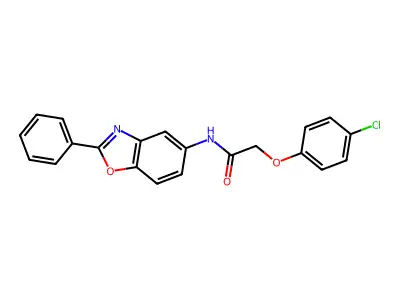 2-(4-chlorophenoxy)-N-(2-phenyl-1,3-benzoxazol-5-yl)acetamide structure